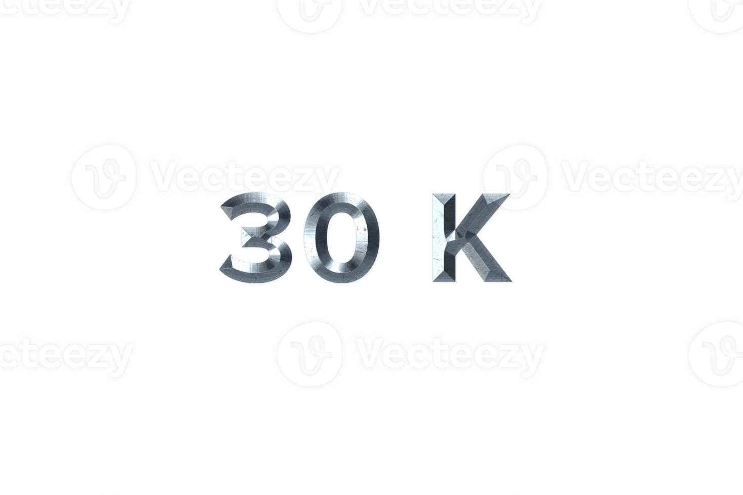 30 k subscribers celebration greeting Number with grey metal design png