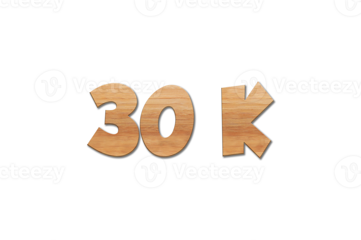 30 k subscribers celebration greeting Number with oak wood design png