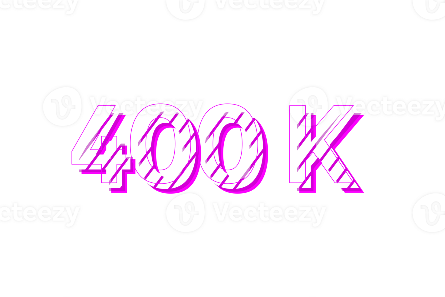 400 k subscribers celebration greeting Number with stripe design png