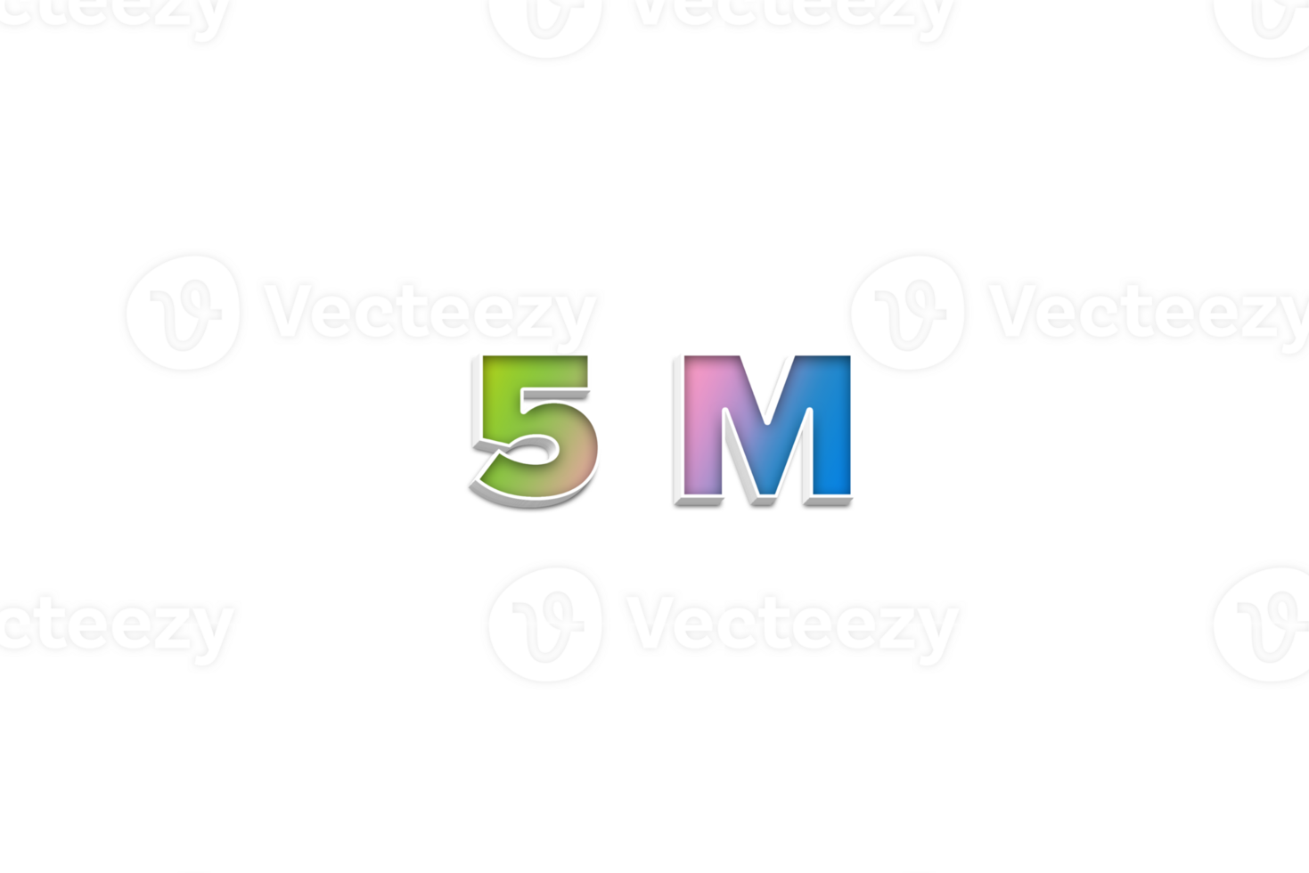 5 million subscribers celebration greeting Number with 3d extrude design png