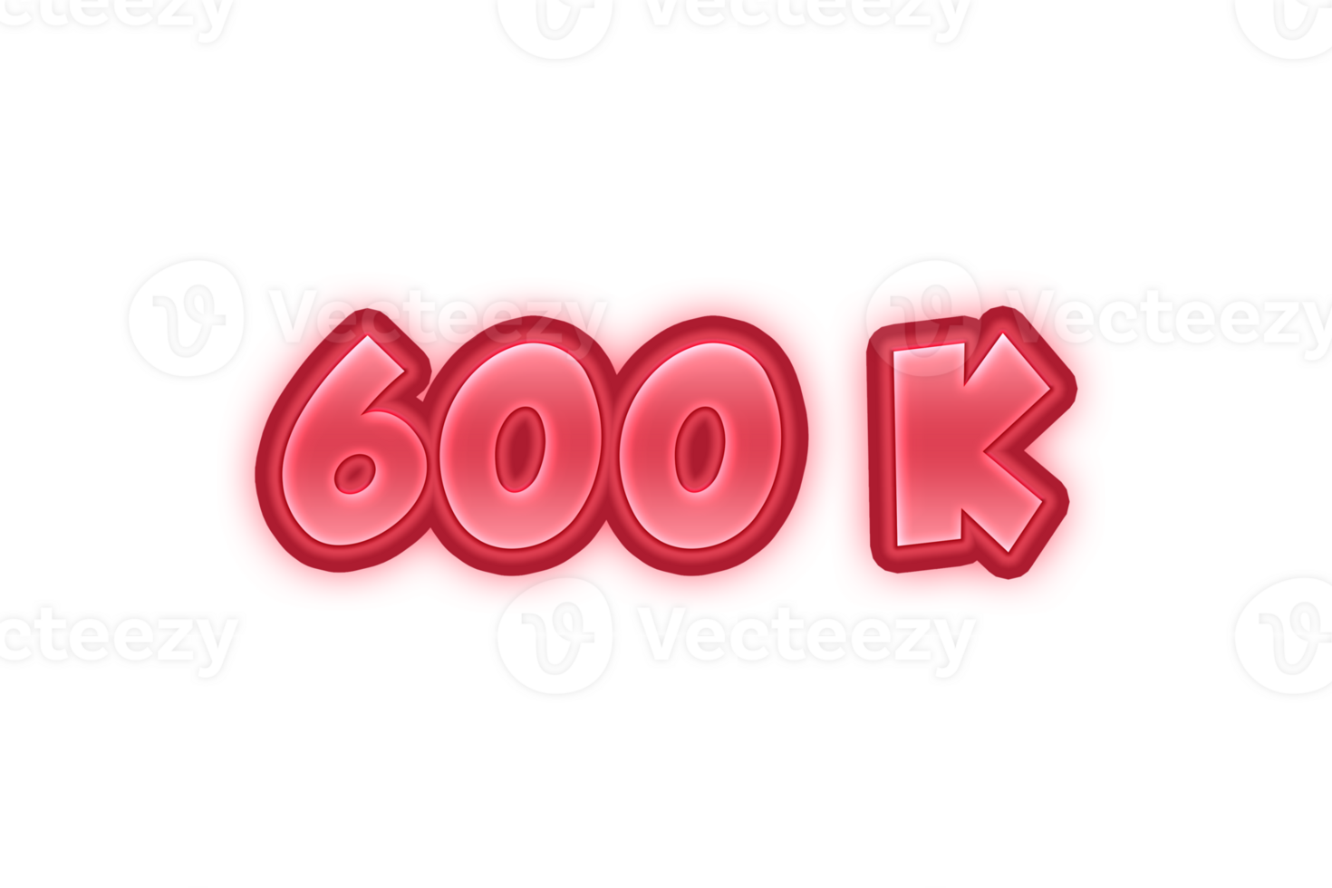 600 k subscribers celebration greeting Number with red embossed design png