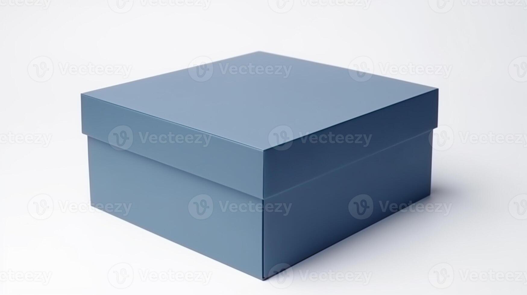 A blue blank box mockup isolated in white studio background, photo