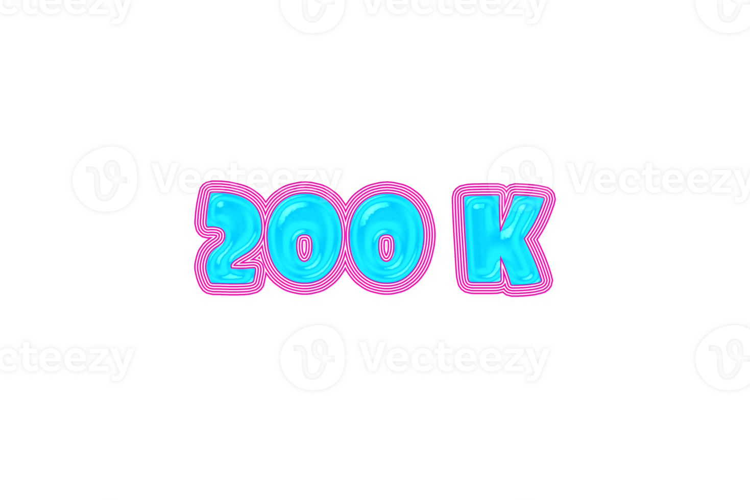 200 k subscribers celebration greeting Number with jelly design png