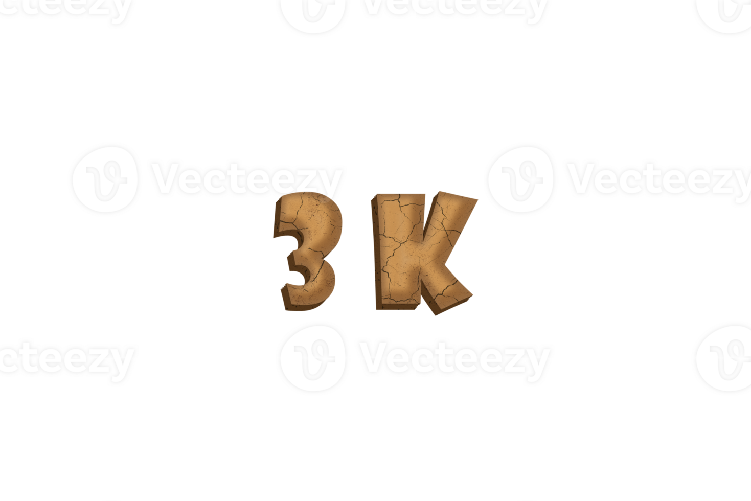 3 k subscribers celebration greeting Number with clay design png