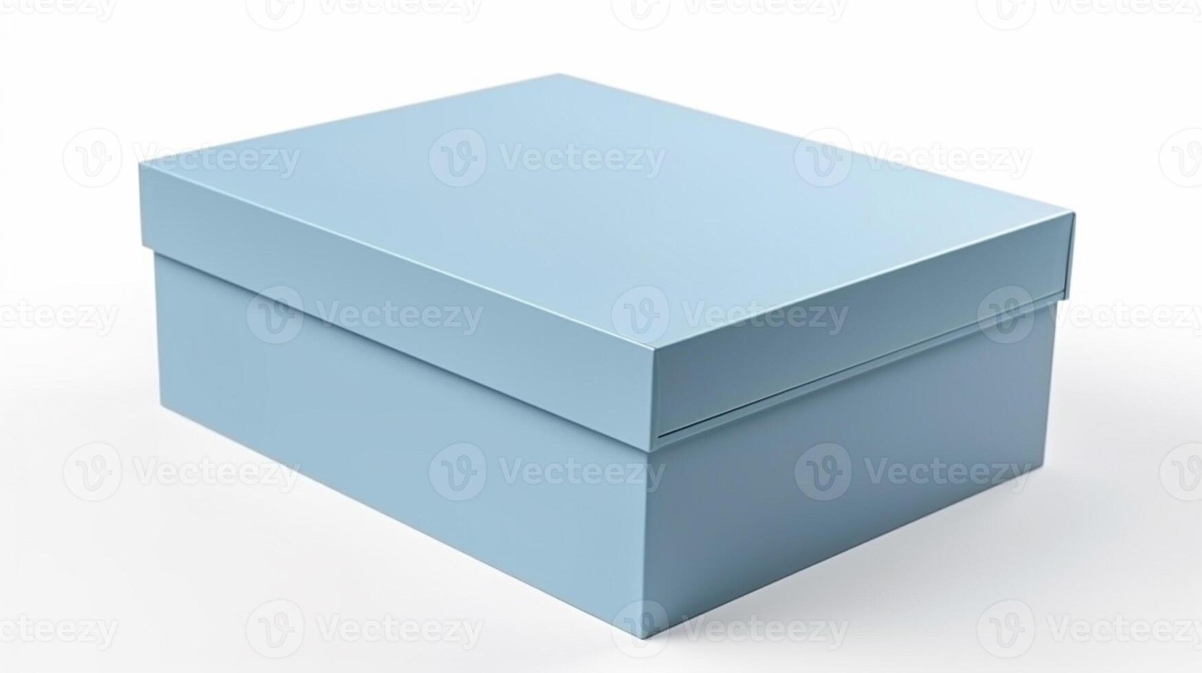 A blue blank box mockup isolated in white studio background, photo