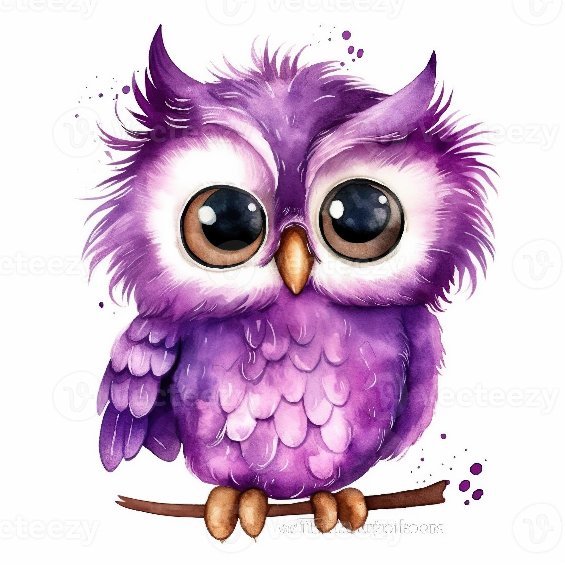 Watercolor cute owl Clipart. Hand drawn Clipart isolated on white ...