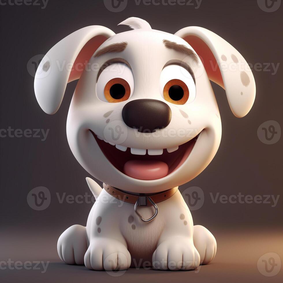 Cute funny cartoon dog with funny expression. cartoon character smile face dog, photo