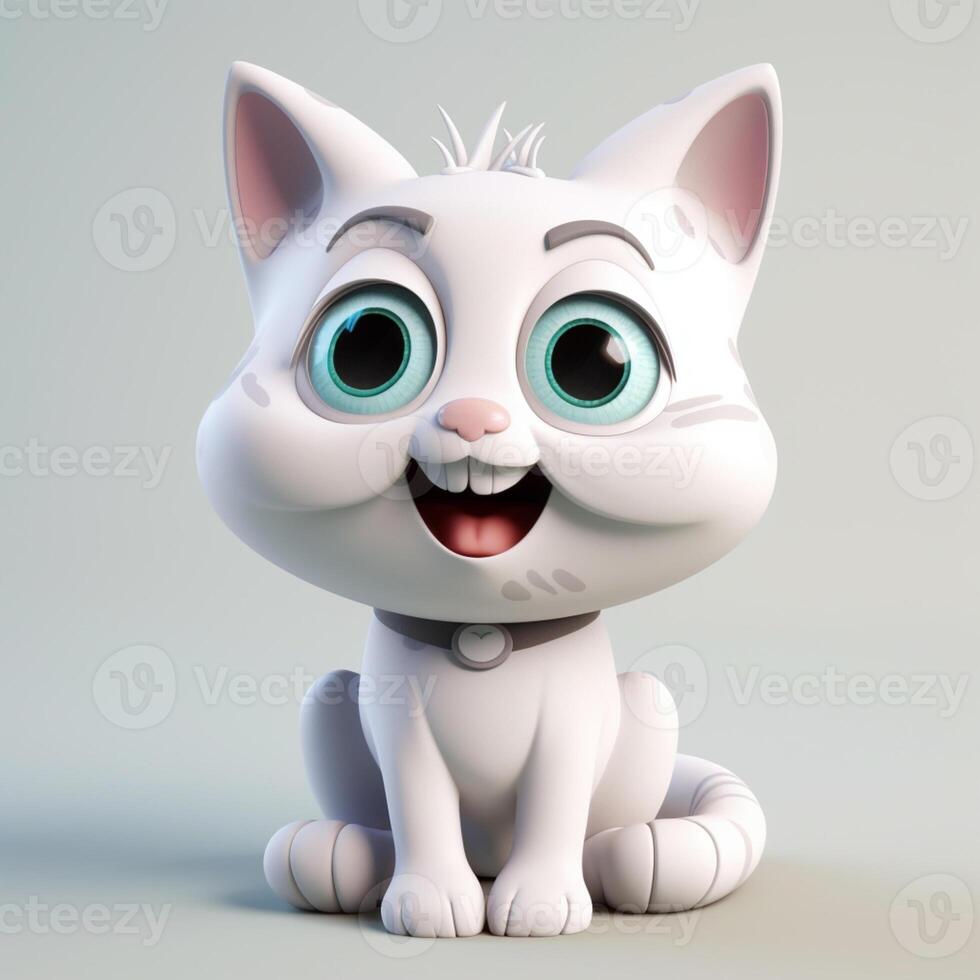 Cute funny cartoon cat with funny expression. cartoon character smile face cat, photo