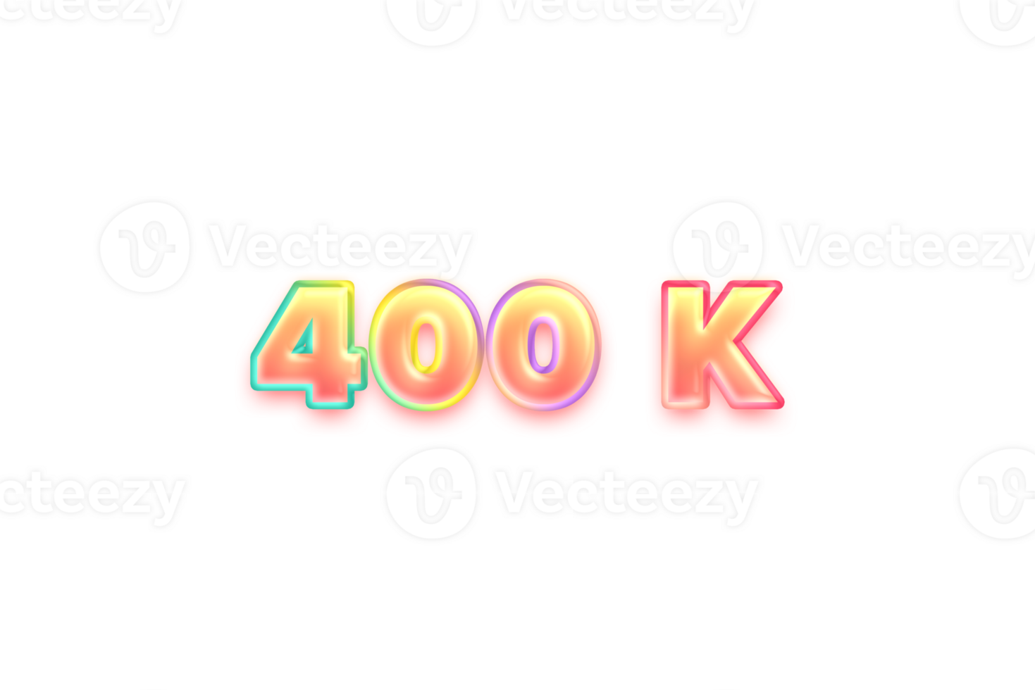 400 k subscribers celebration greeting Number with candy color design png