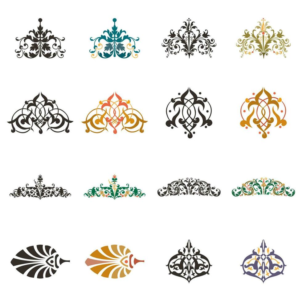 Set of vector floral elements for design