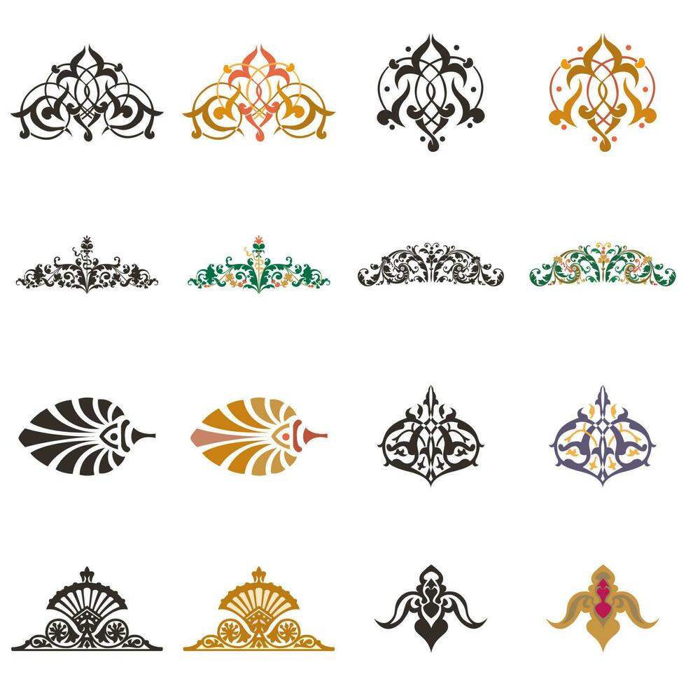 Set of vector floral elements for design