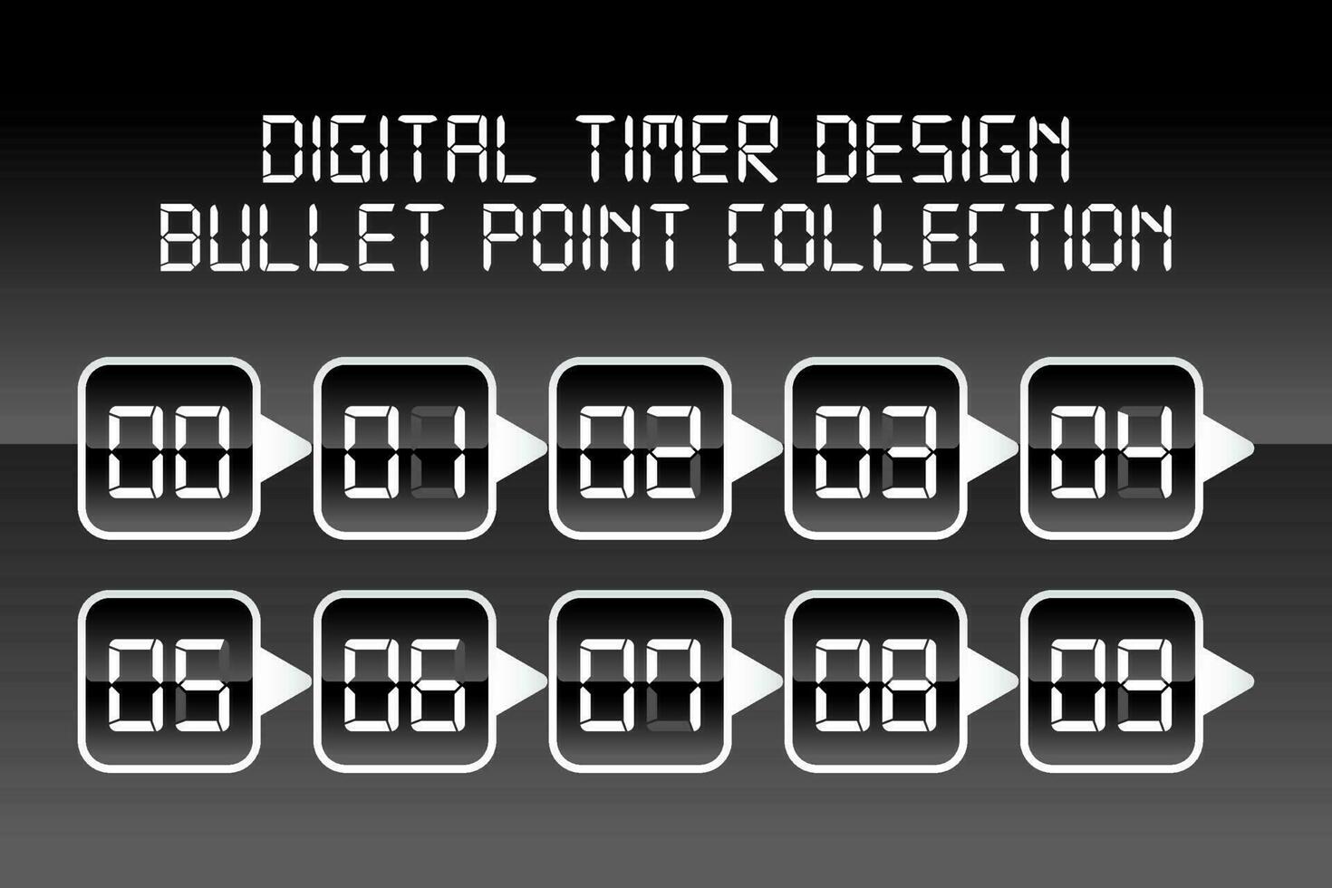 Digital Timer Design Bullet Point vector