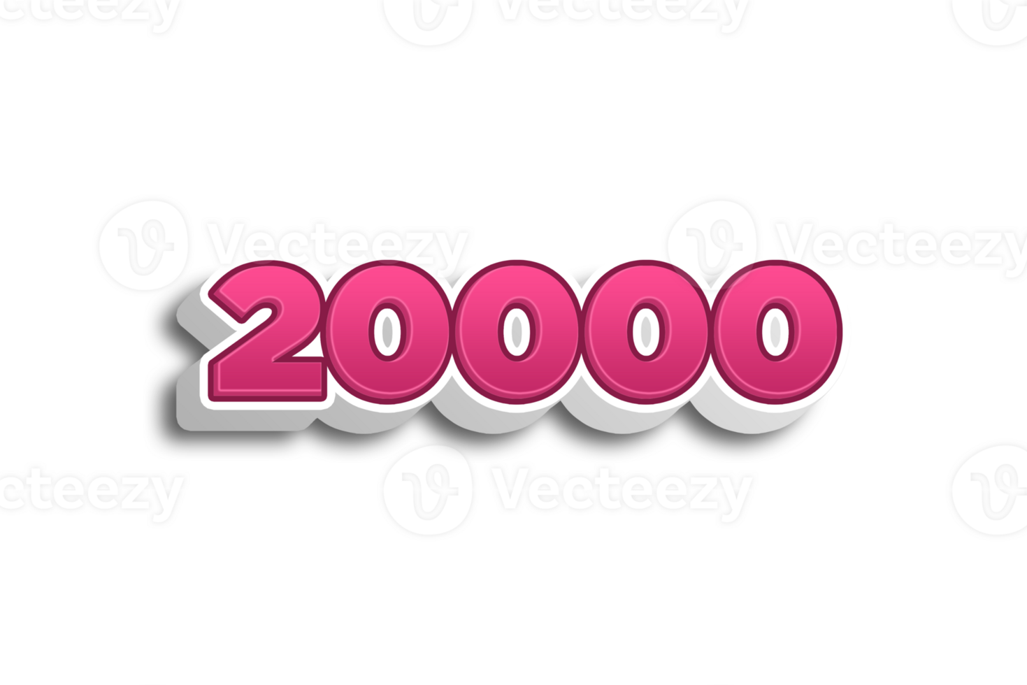 20000 subscribers celebration greeting Number with pink 3d design png