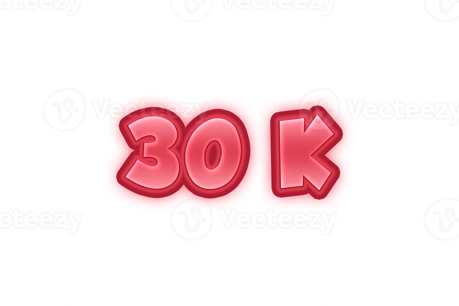 30 k subscribers celebration greeting Number with red embossed design png