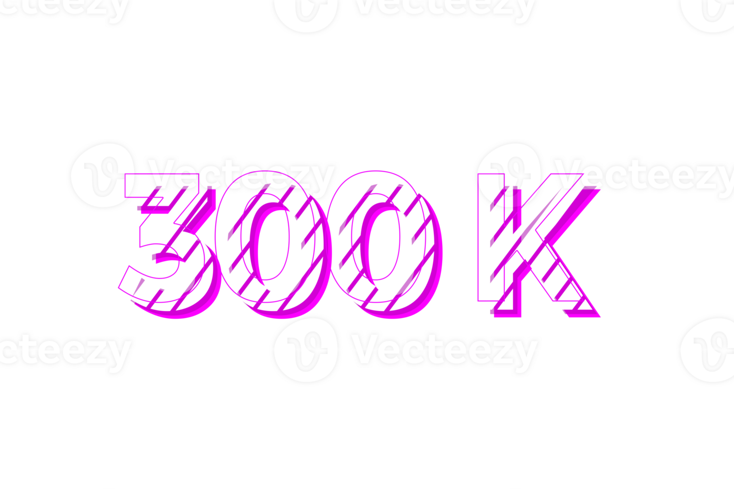 300 k subscribers celebration greeting Number with stripe design png