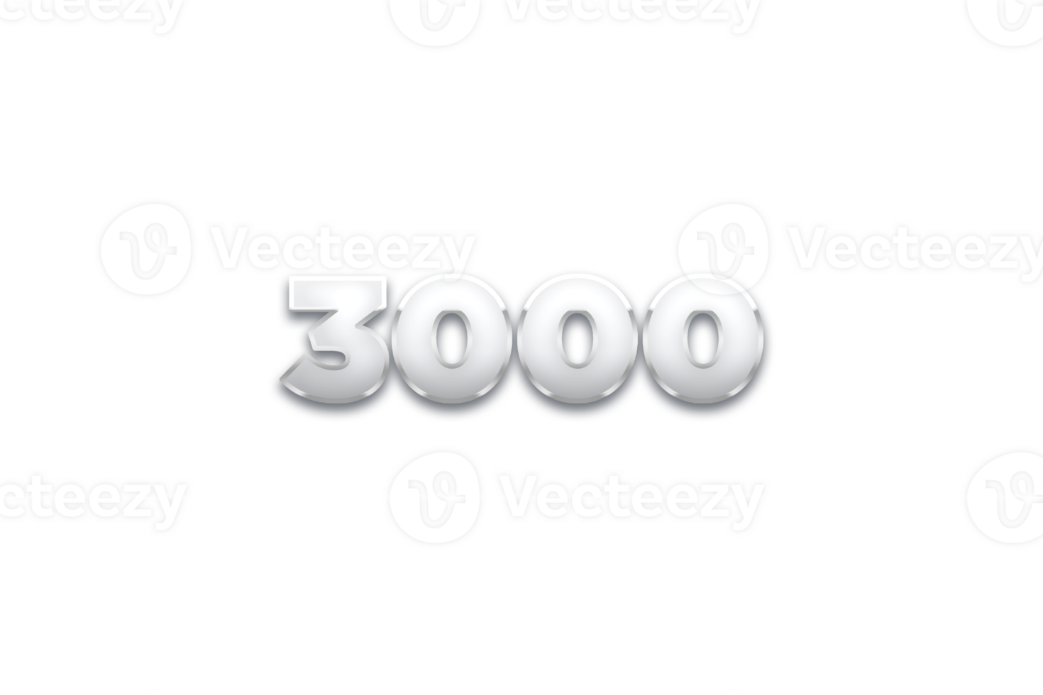 3000 subscribers celebration greeting Number with metal design png