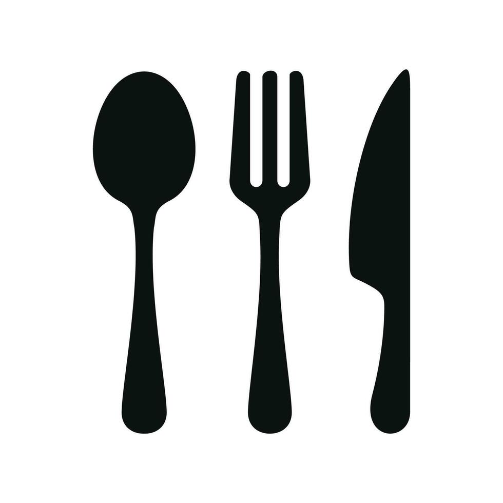 Spoon, fork, knife, icon isolated on white background vector