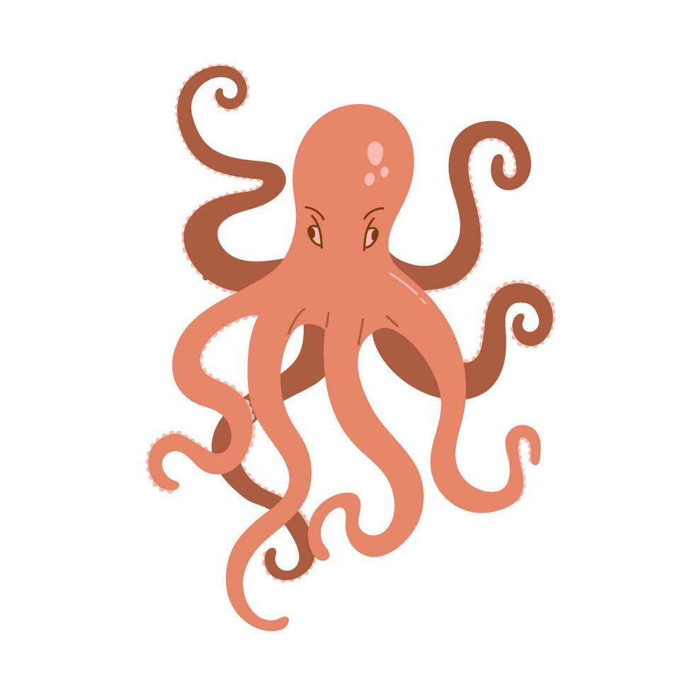 mano dibujado pulpo aislado en blanco antecedentes. vector ilustración de mar animal. dibujos animados kraken clipart, impresión