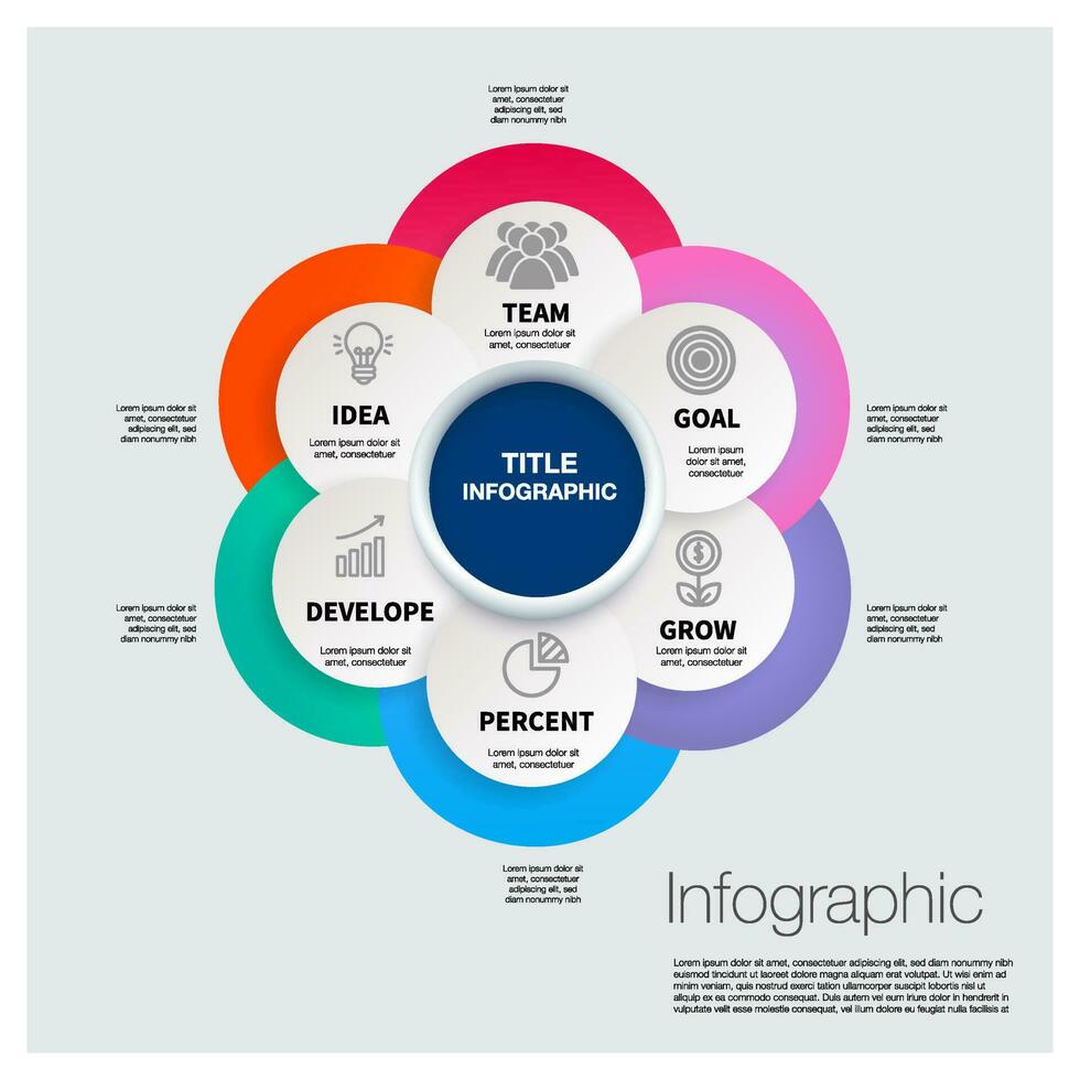 Infographic business flower, tree chart to present data, progress, direction, growth, idea, infographic vector