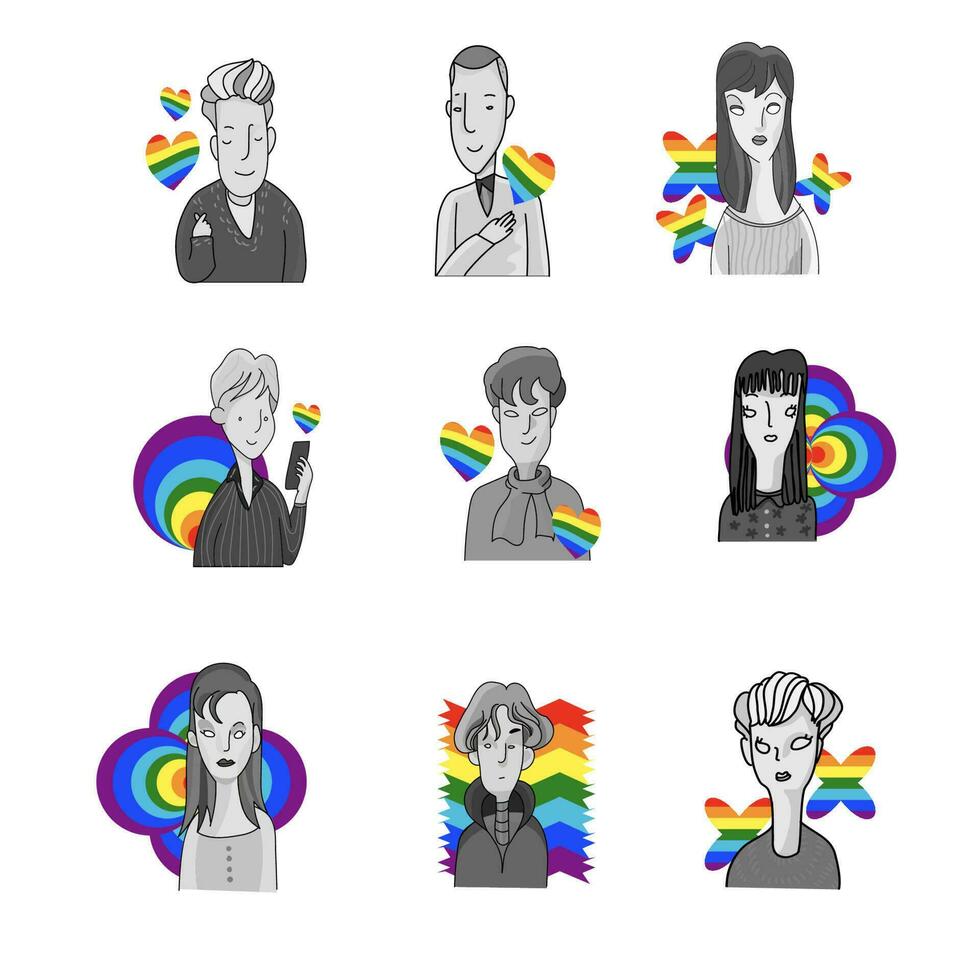 hand drawn doodle people pastel color minimalist style vector
