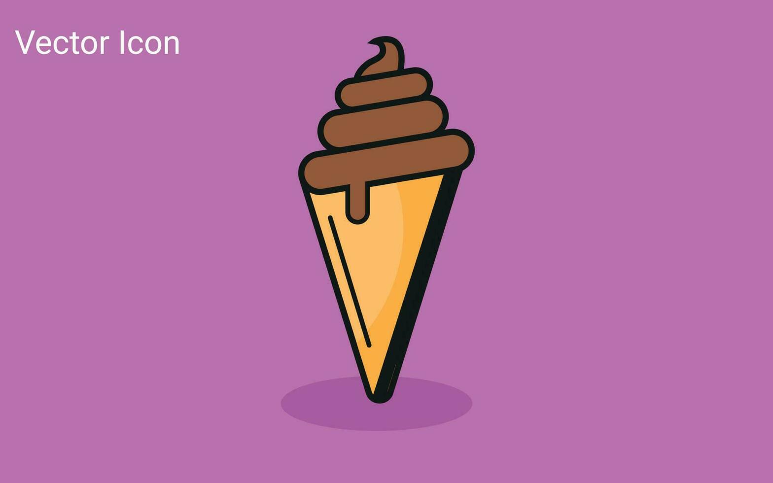 Melting ice cream balls in the waffle cone isolated on pink background. Vector flat outline icon. Comic character in cartoon style illustration for t shirt design