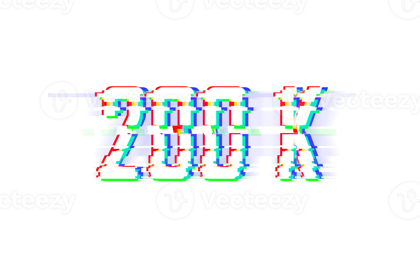 200 k subscribers celebration greeting Number with glitch design png