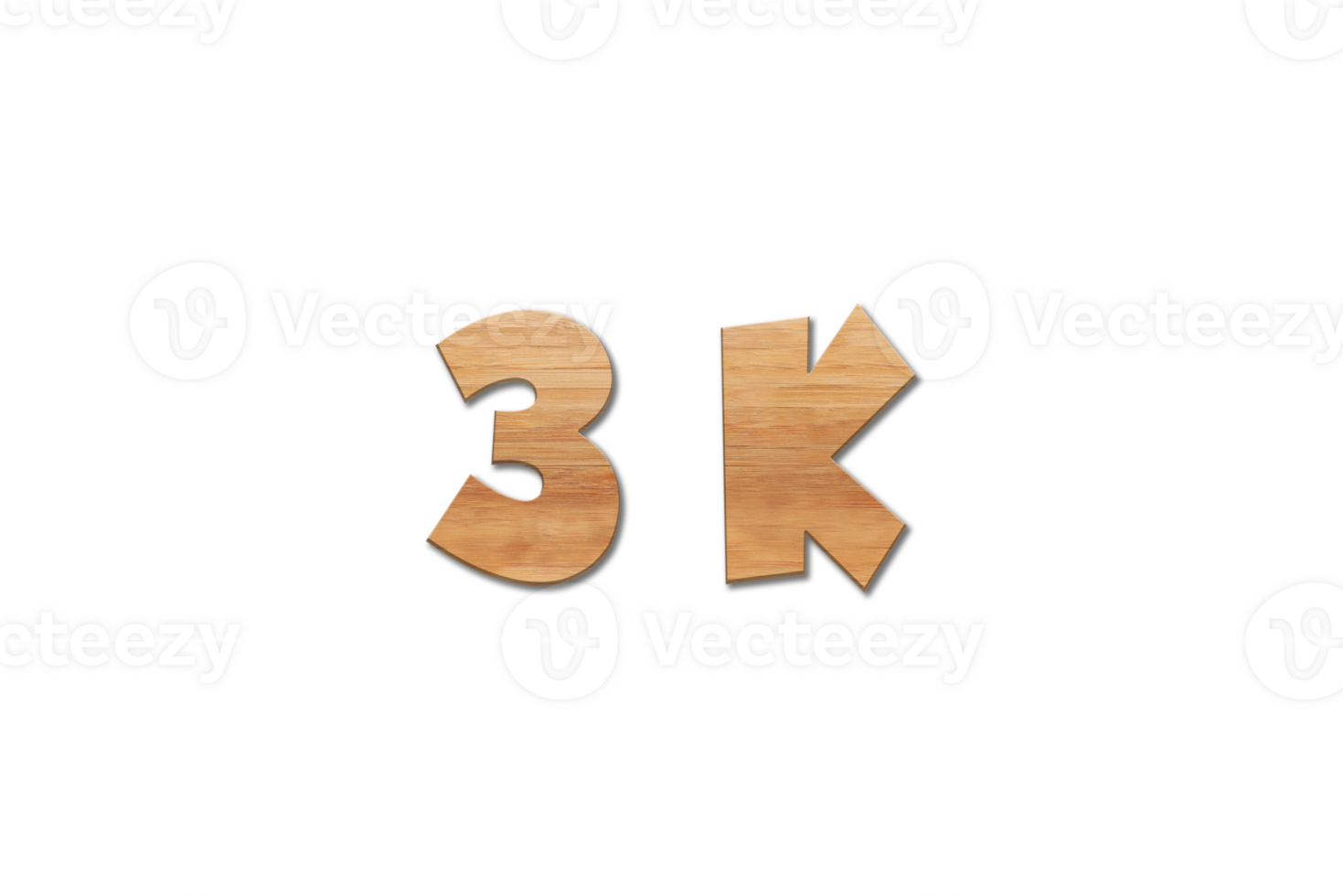 3 k subscribers celebration greeting Number with oak wood design png