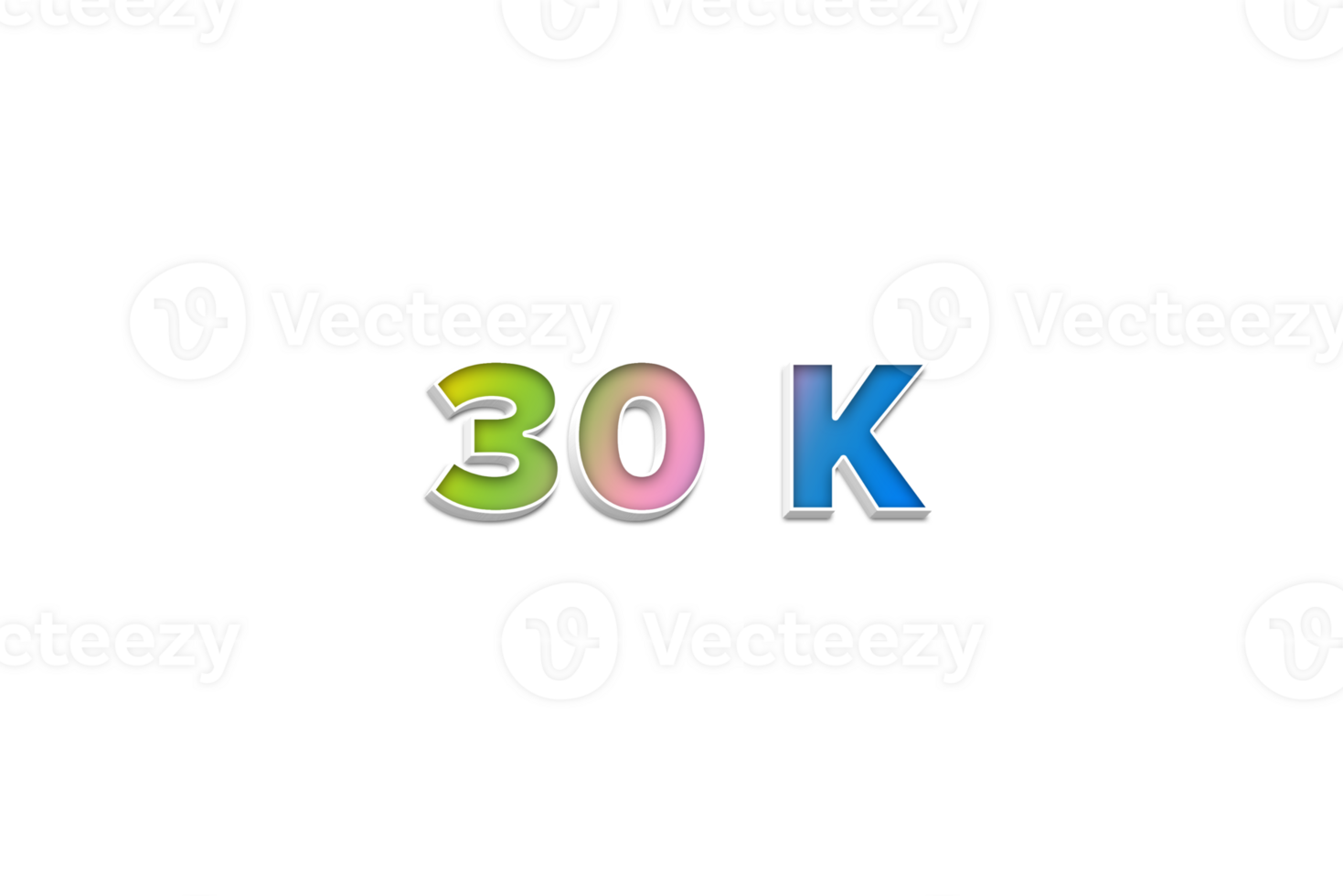 30 k subscribers celebration greeting Number with 3d extrude design png
