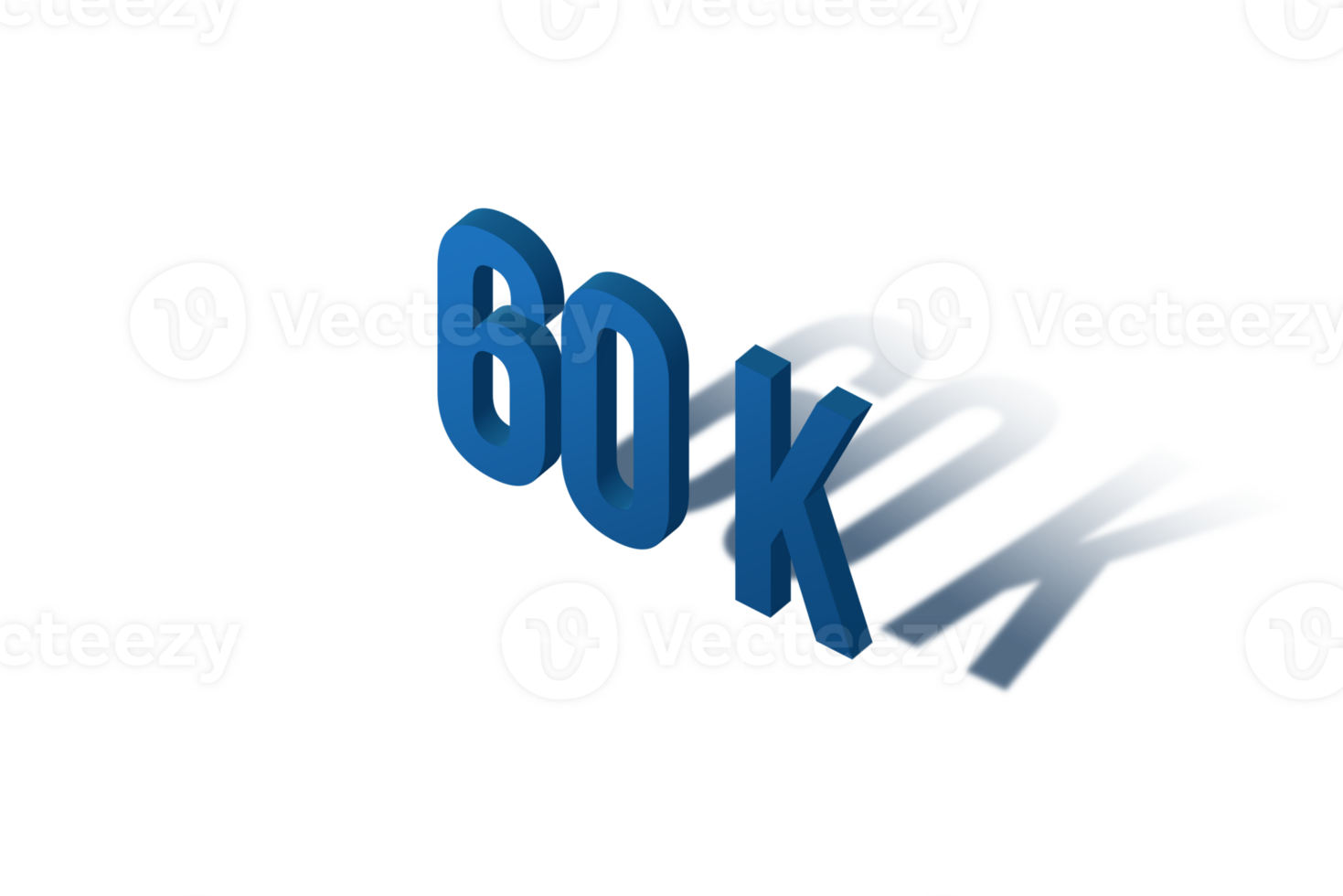 60 k subscribers celebration greeting Number with isomatric design png