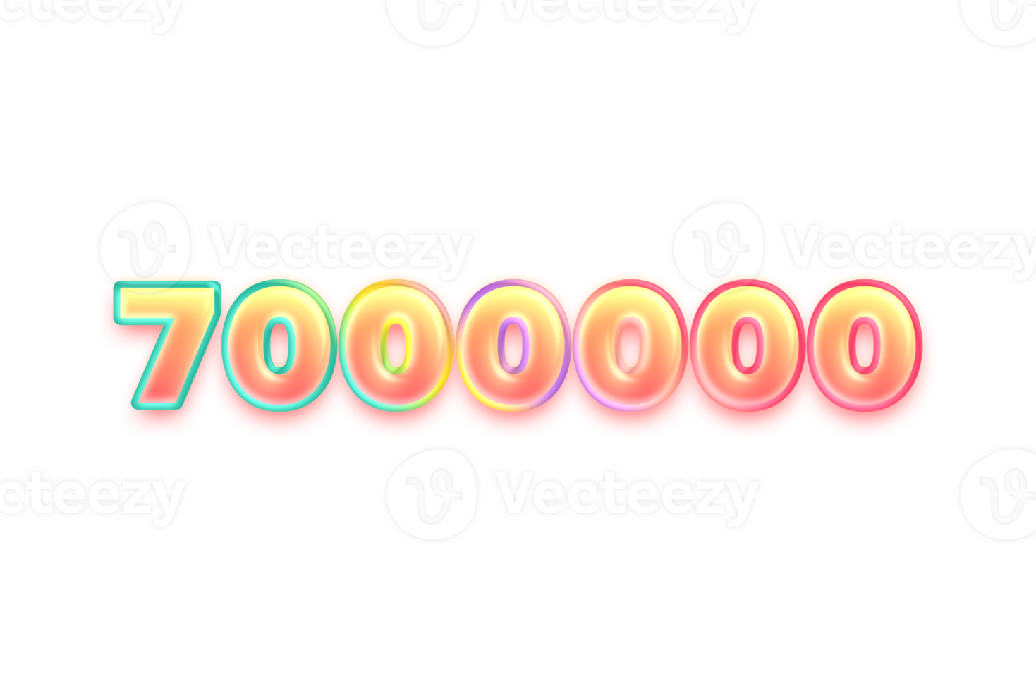 7000000 subscribers celebration greeting Number with candy color design png