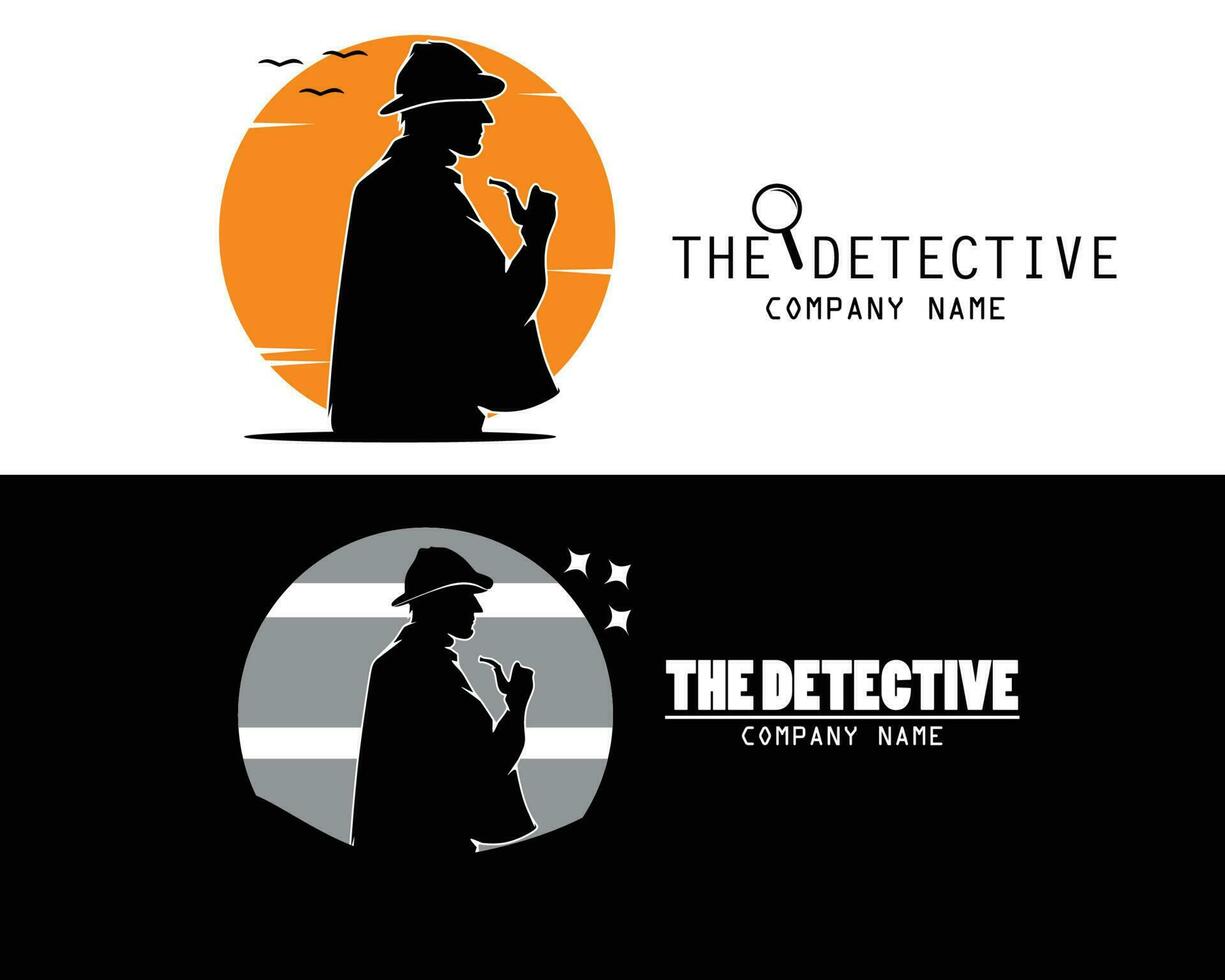 conjunto de detective silueta logo colección vector