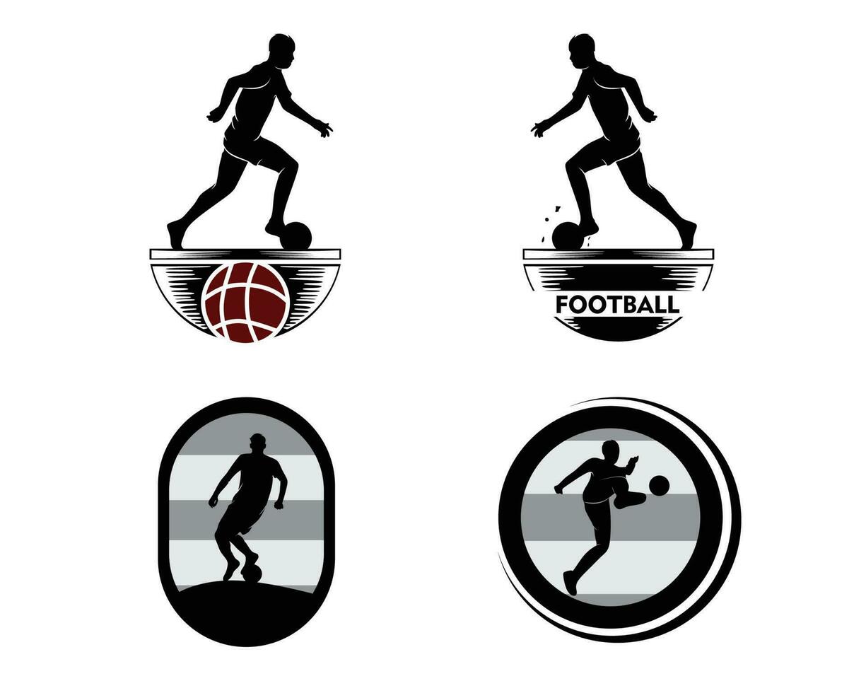 Football player logo silhouette collection set vector