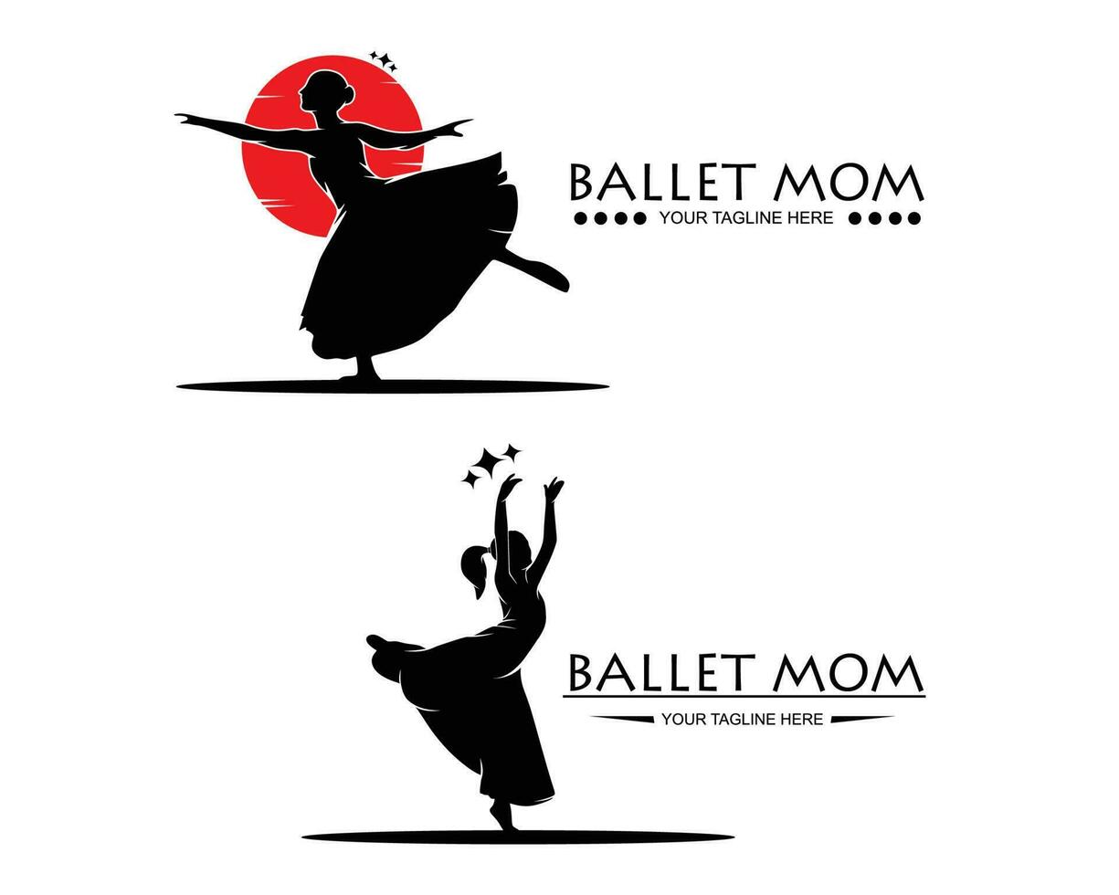 Mom vector ballet logo silhouette set collection