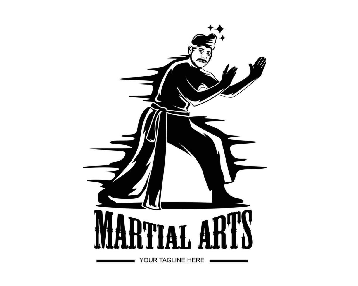 Silhouette martial art logo design vector