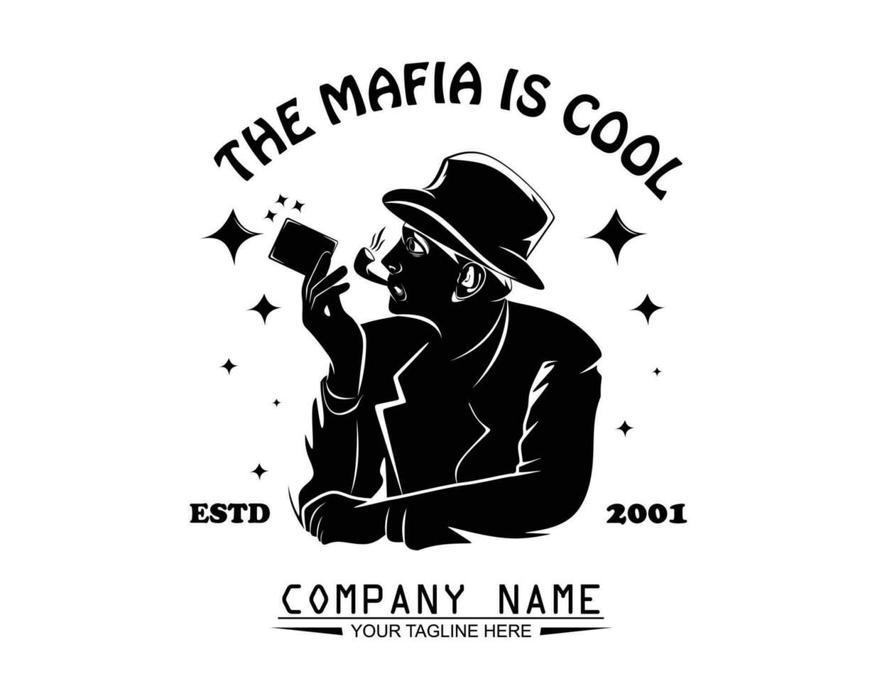 Cool mafia design logo vector