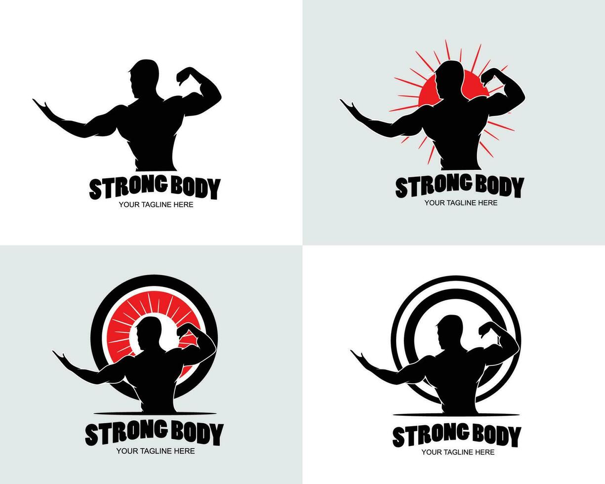 Strong male logo collection set vector