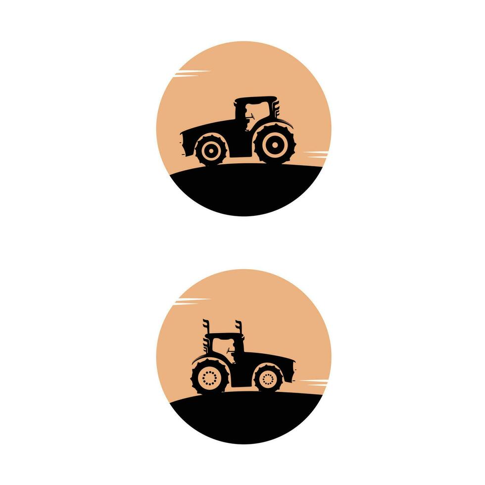 Tractor truck logo silhouette collection set vector