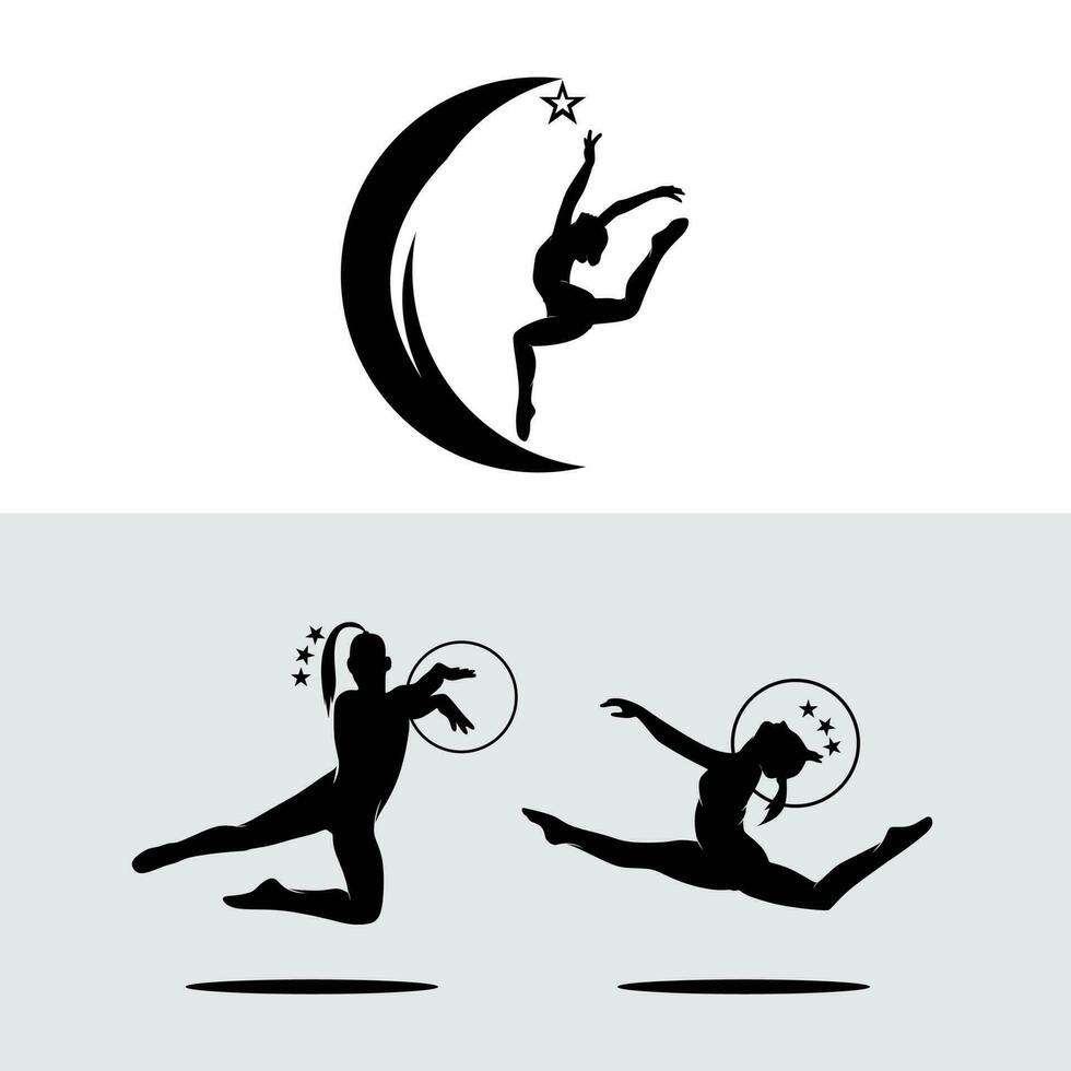 Gymnastics women's collection set vector