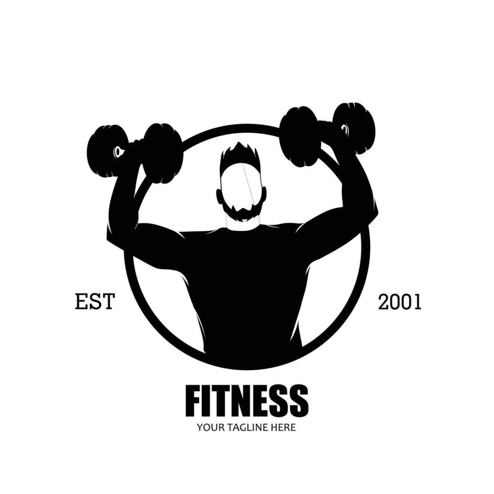 Male fitness logo silhouette vector