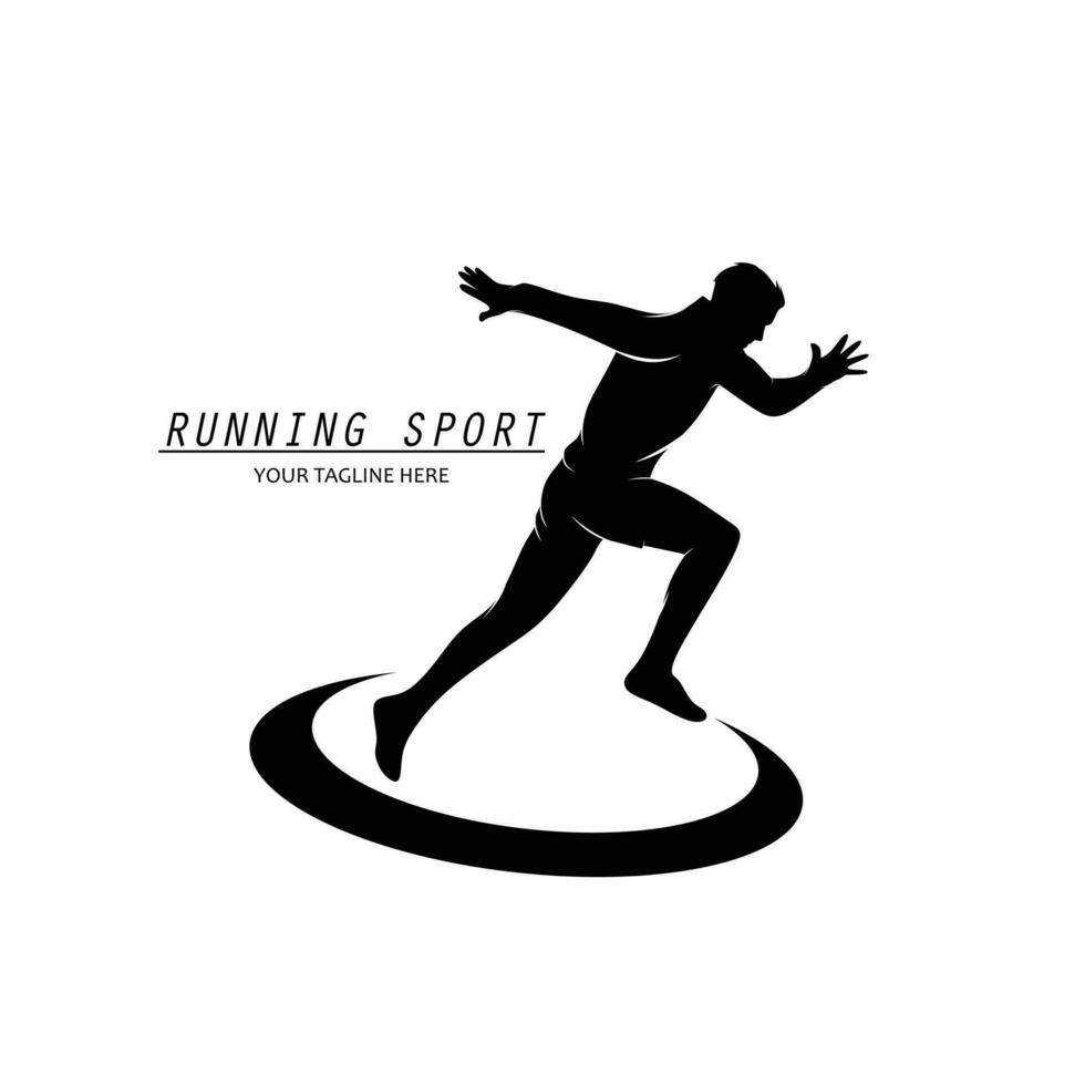 Running sports logo silhouette vector