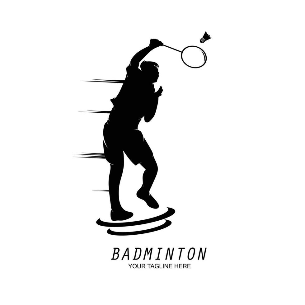 Badminton player logo silhouette vector