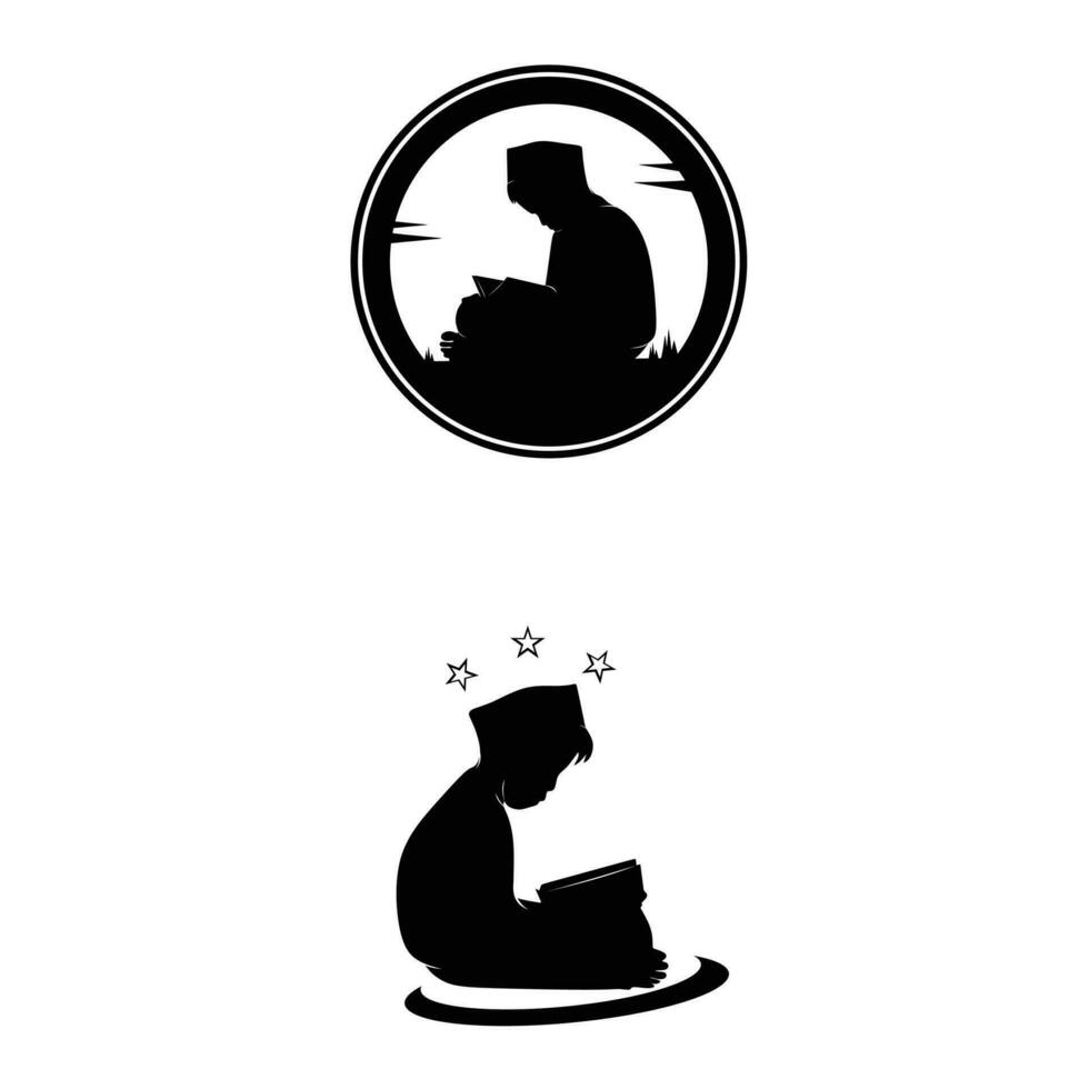 Collection of logos set of a child reading vector