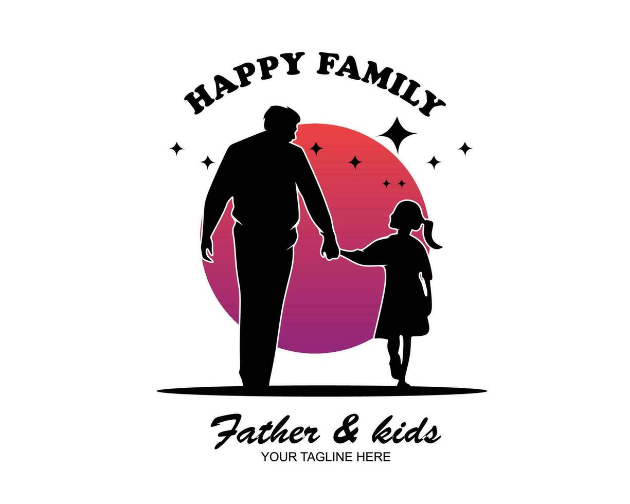 silueta de padre y niños logo vector