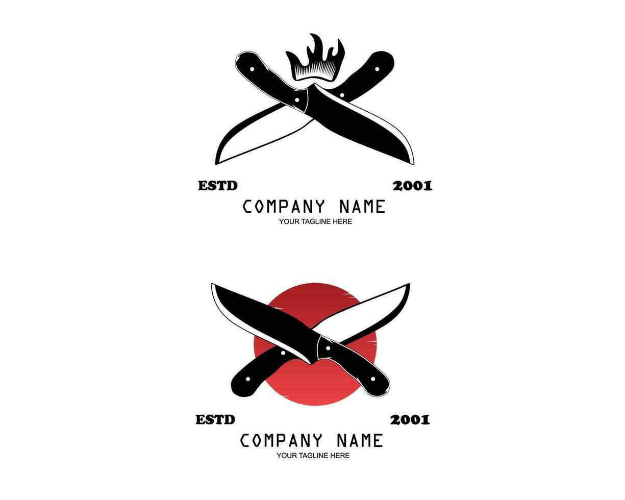 Silhouette knife logo collection set vector