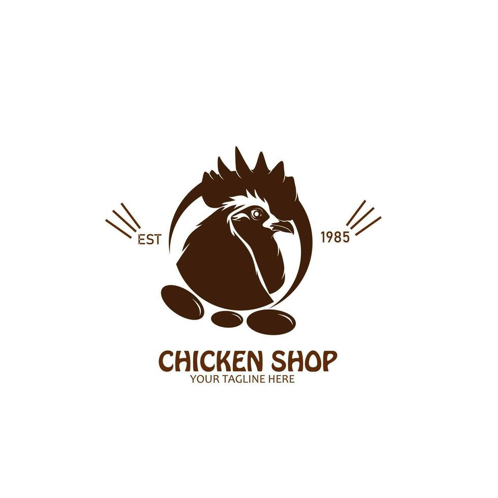 pollo tienda silueta logo vector diseño