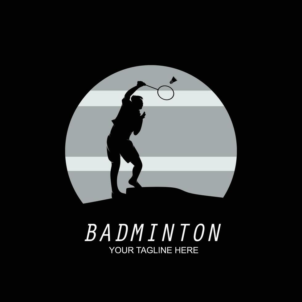 Badminton logo silhouette design illustration vector