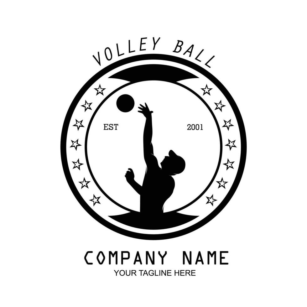 Volleyball player silhouette logo vector