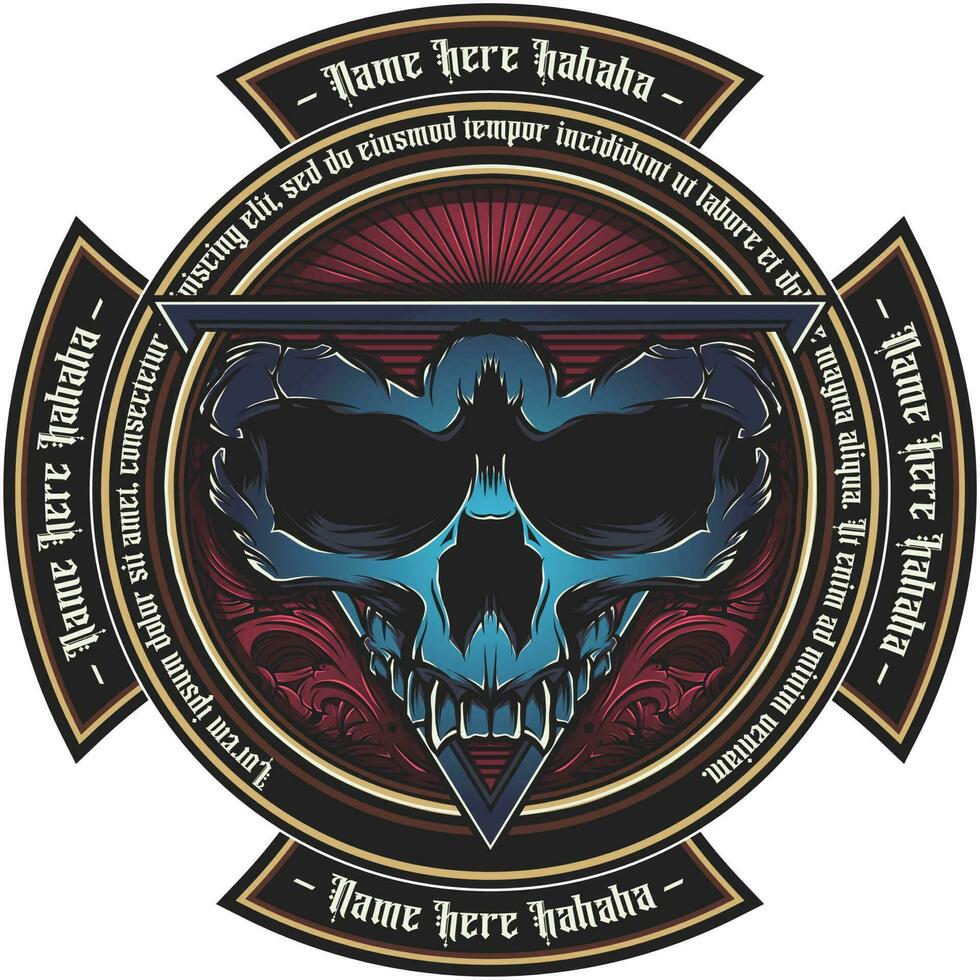 Skull logo patch vector illustration