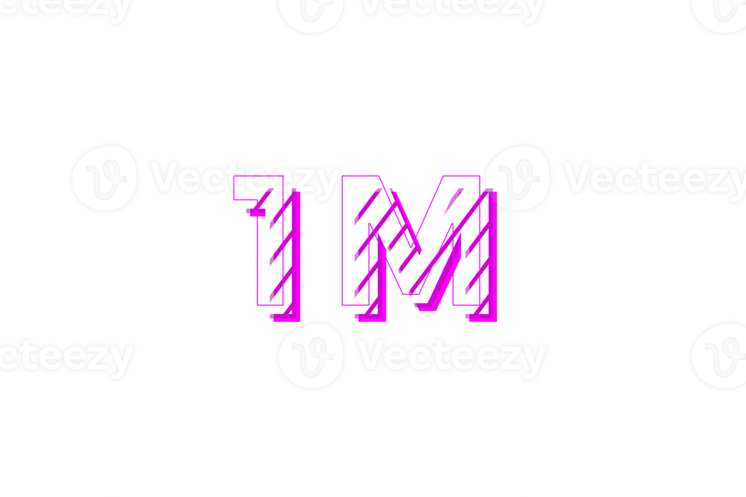1 million subscribers celebration greeting Number with stripe design png