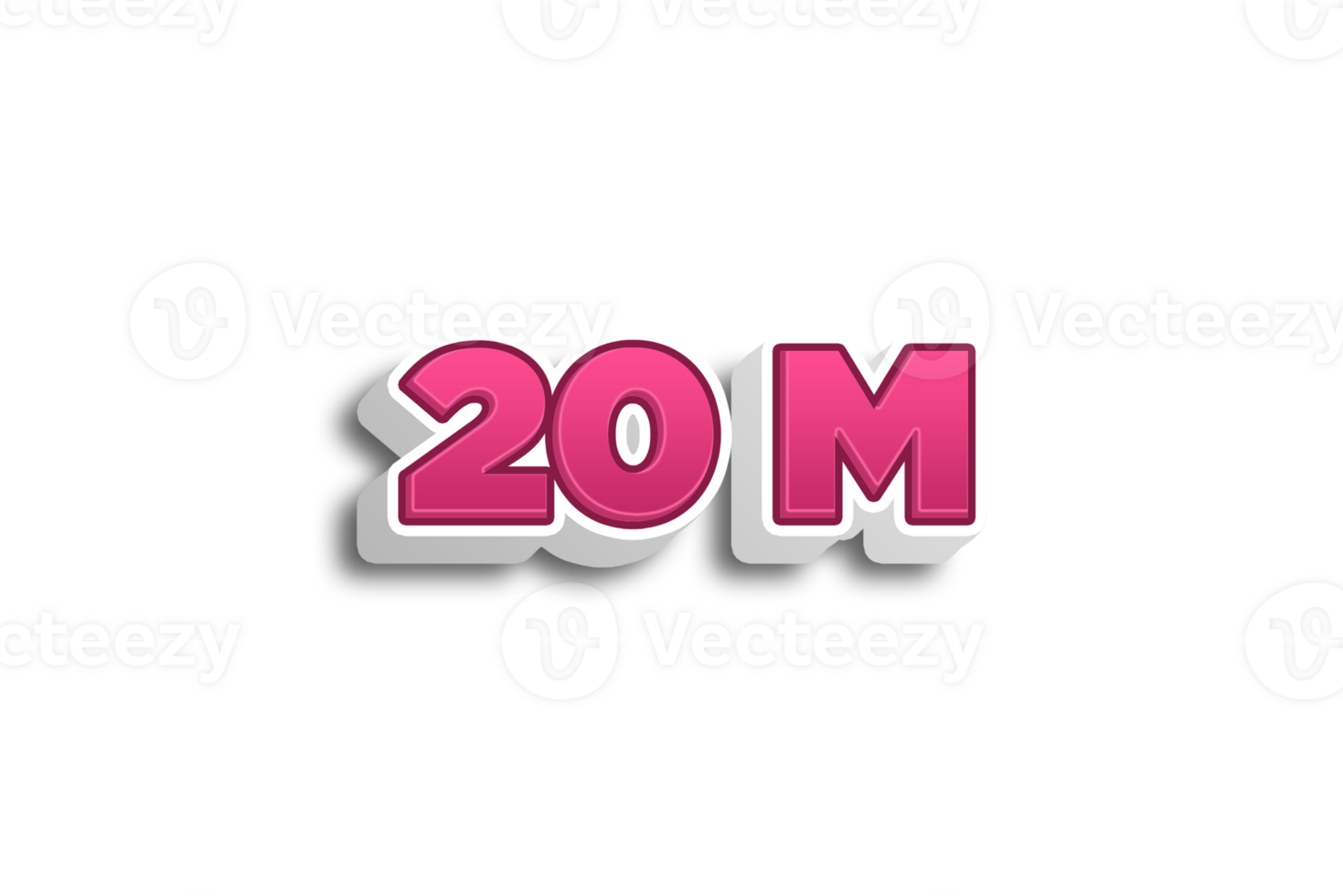 20 million subscribers celebration greeting Number with pink 3d design png